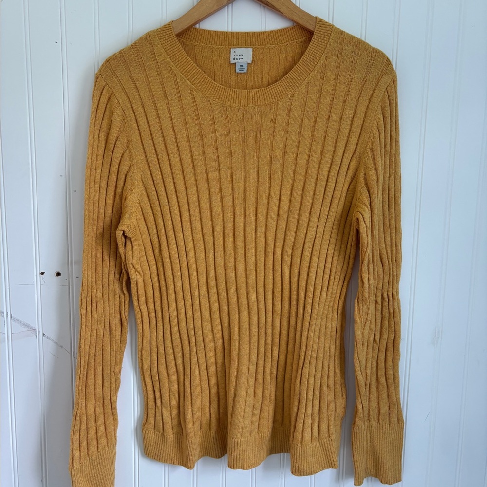 a new day Mustard Ribbed Crew Neck Sweater